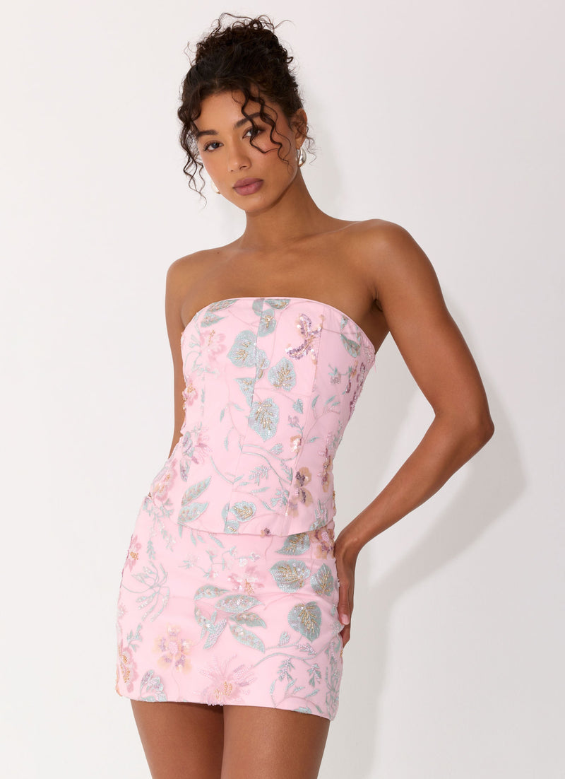 Solaire Low Rise Mini Skirt - Pink