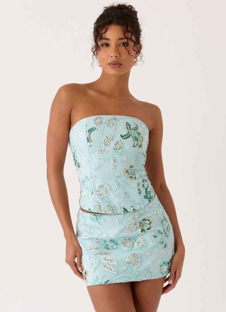 Solaire Strapless Corset Top - Pistachio