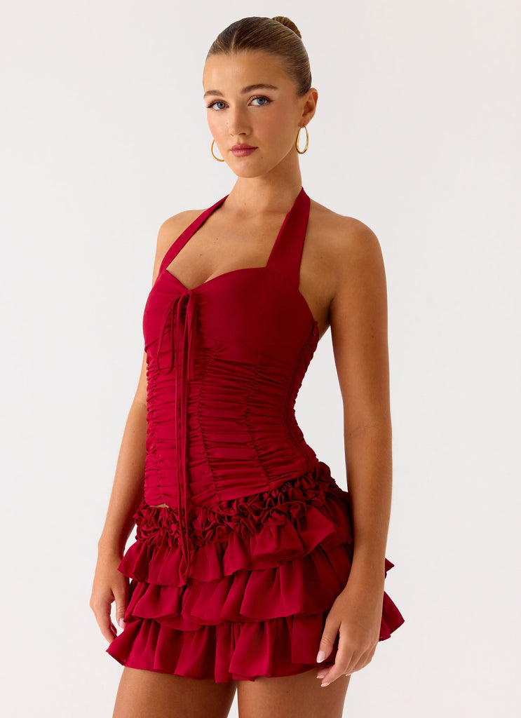 Someone Else Halter Top - Dark Cherry