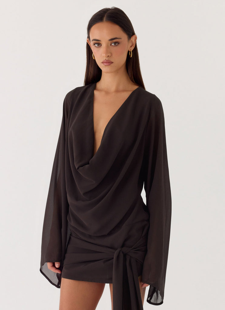 Sorrel Long Sleeve Mini Dress - Chocolate