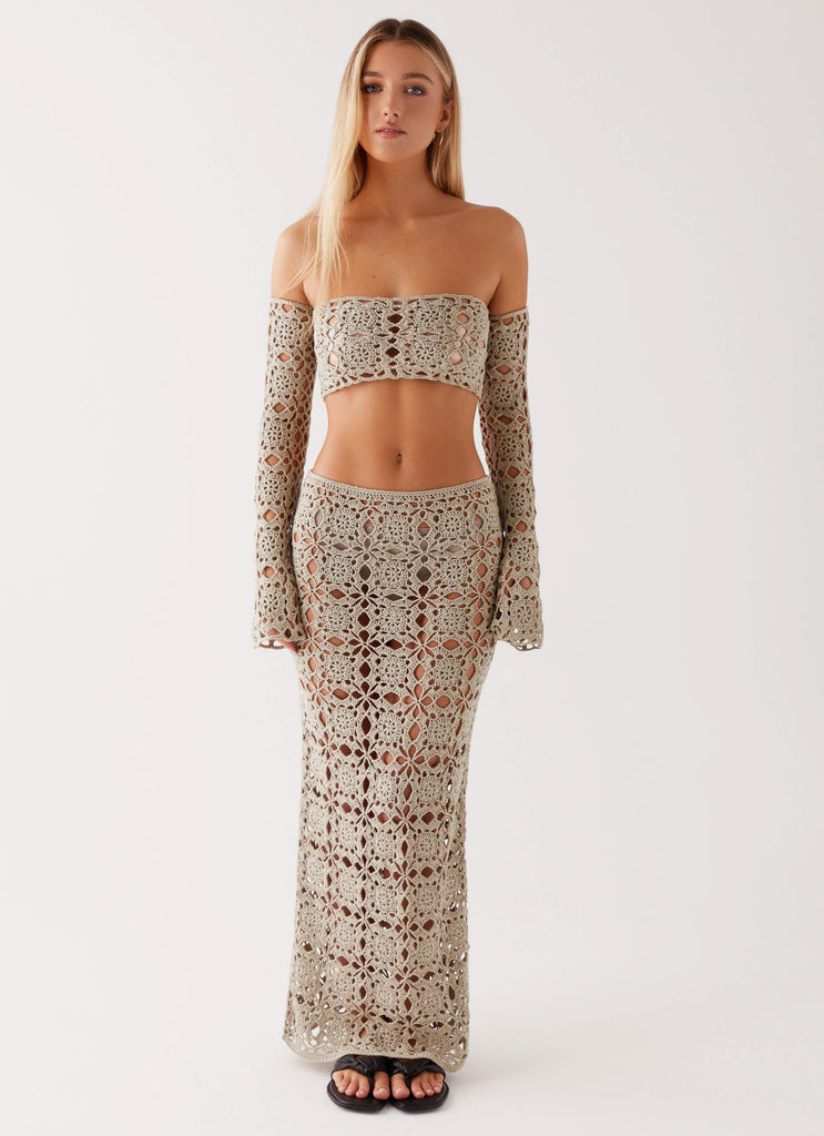Womens Mariella Linen Maxi Skirt  in the colour  Maroon in front of the colour light grey