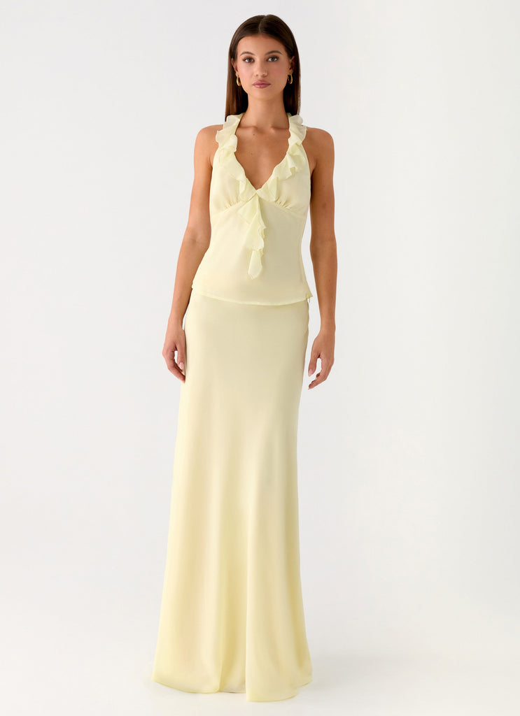 Star Girl Chiffon Maxi Skirt - Yellow