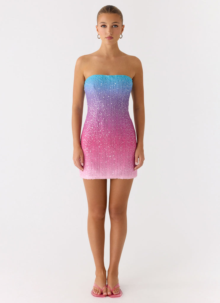 Step Closer Sequin Knit Mini Dress - Disco Ombre