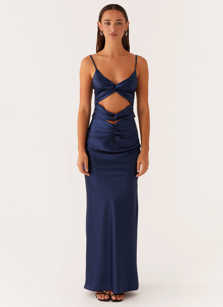 Stormie Satin Maxi Dress - Navy