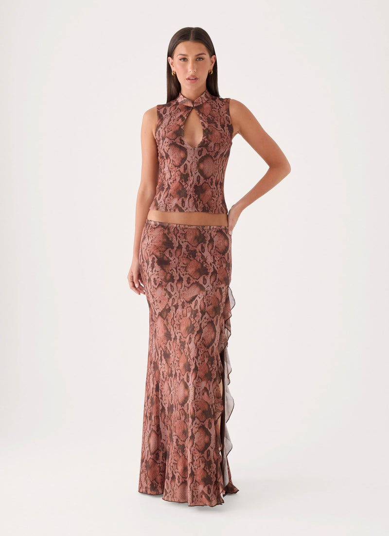 Strike First Maxi Skirt - Snake Print