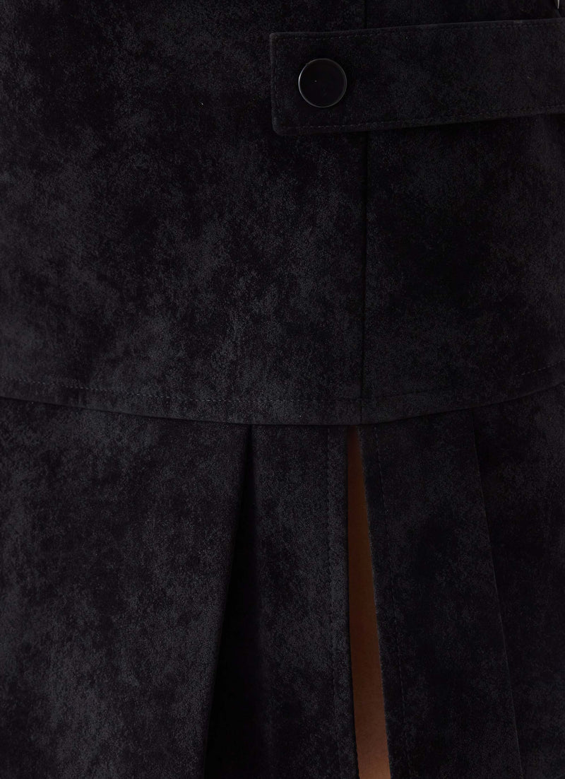 Sugar And Spice Faux Suede Pleat Mini Skirt - Black