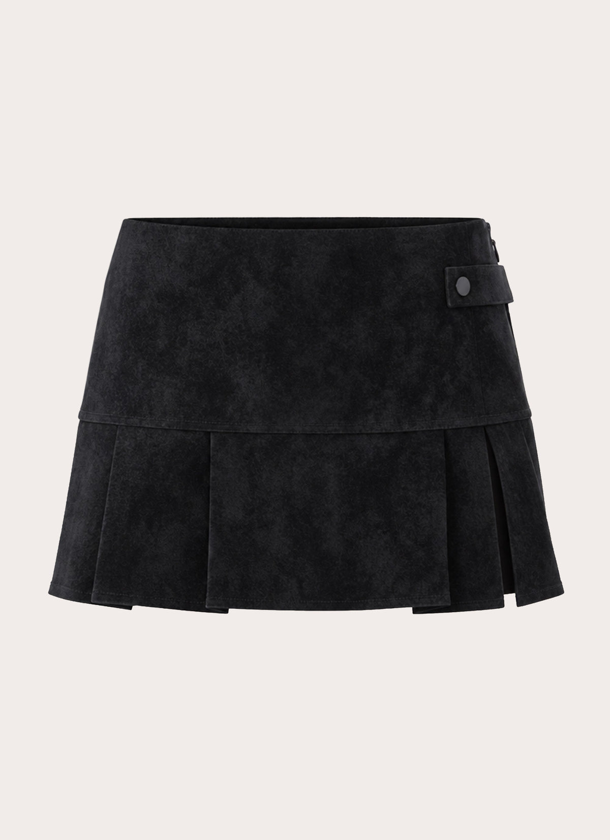 Sugar And Spice Faux Suede Pleat Mini Skirt - Black