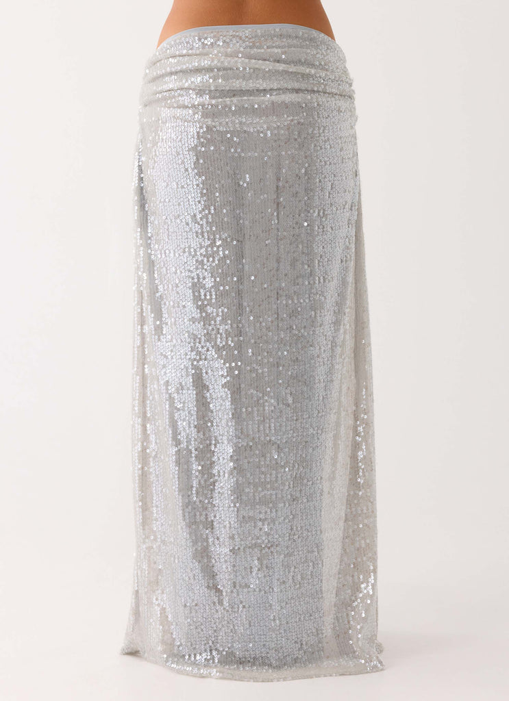 Susie Sequin Maxi Skirt - Silver