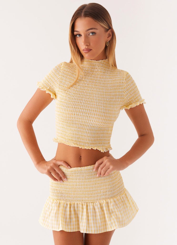 Sweetest Pie Mini Skirt - Yellow Gingham