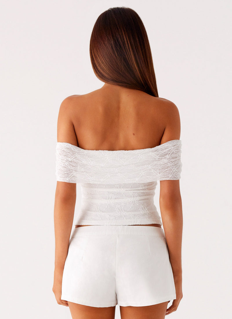 Tabby Off Shoulder Top - White