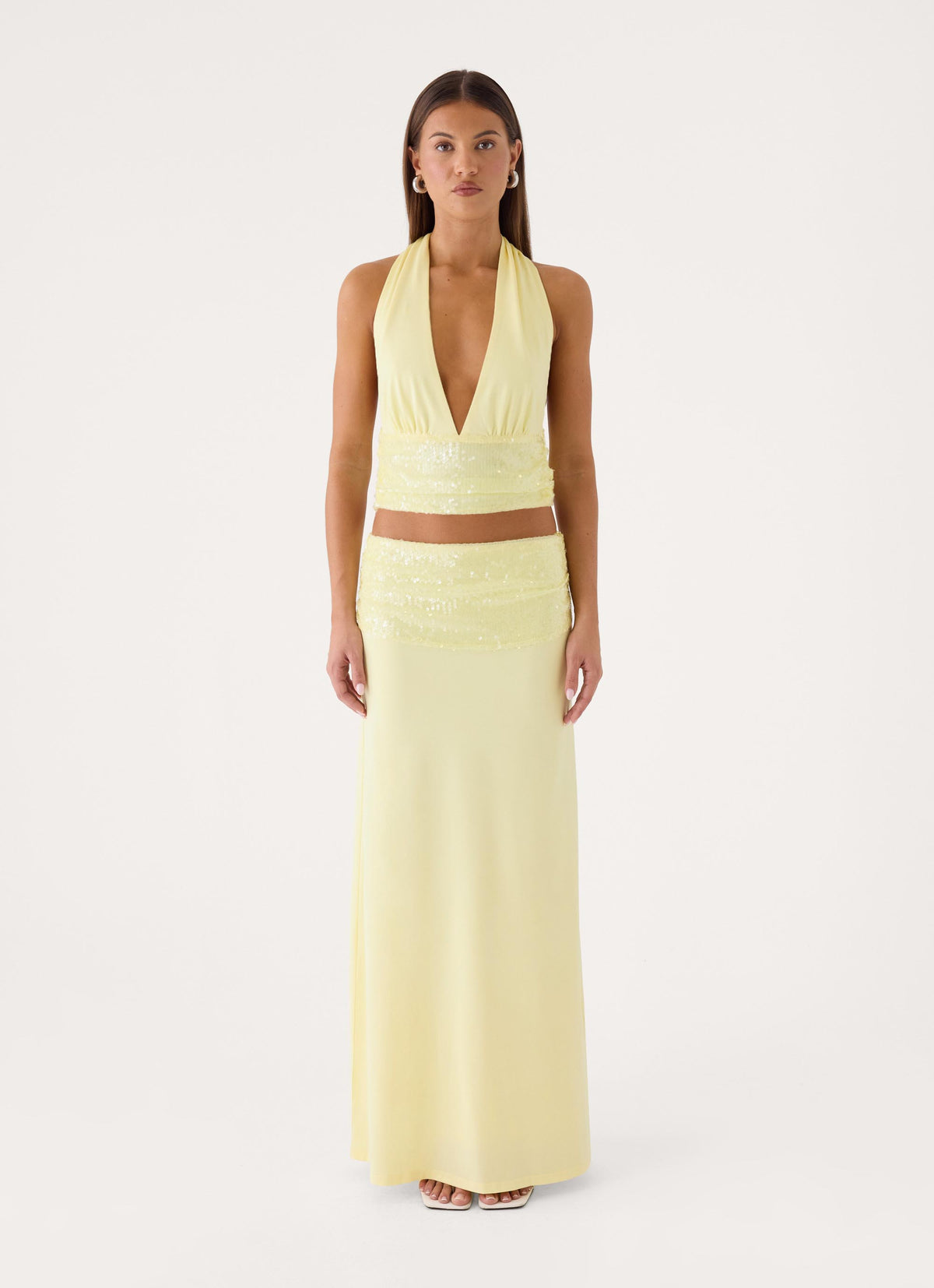 Tavina Sequin Maxi Skirt - Yellow