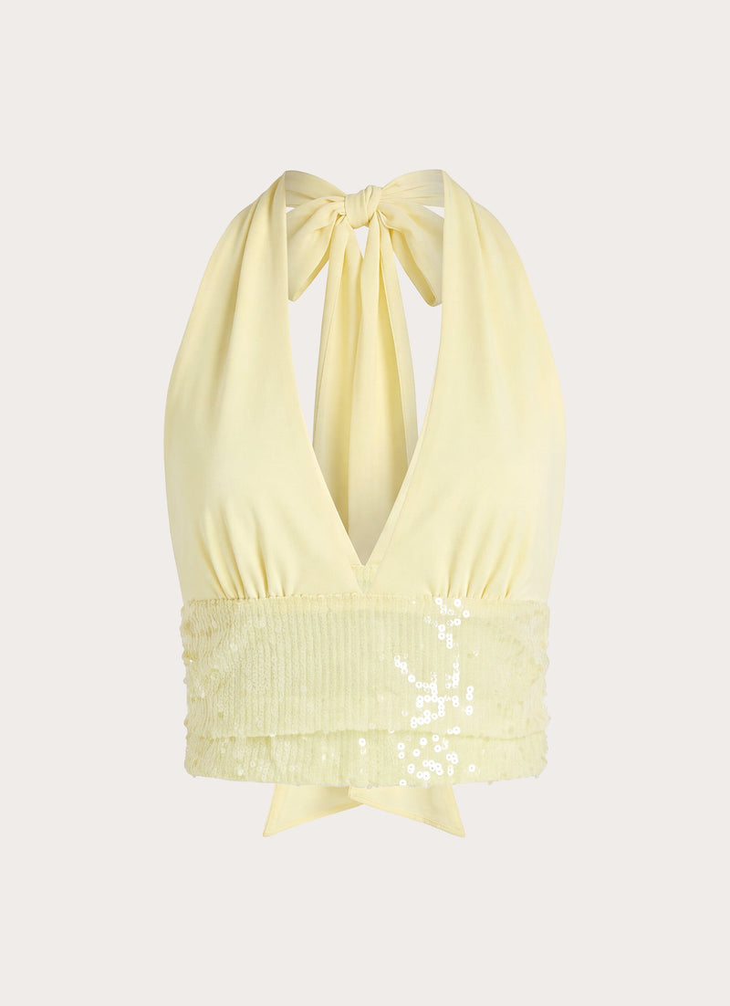 Tavina Sequin Halter Top - Yellow