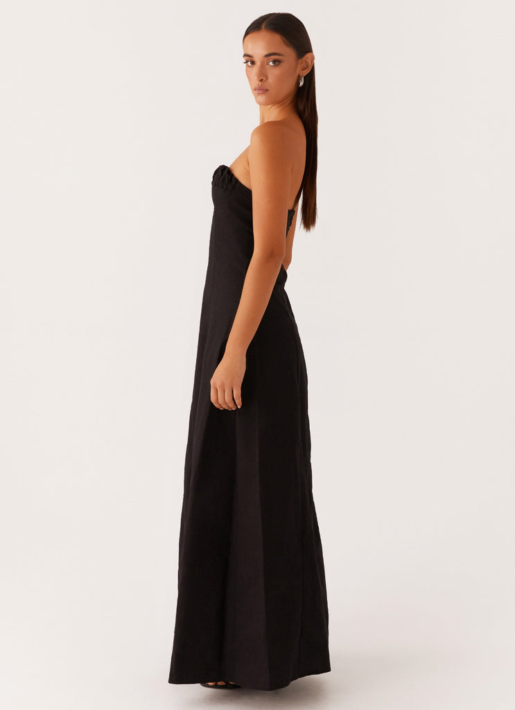 Tayla Linen Maxi Dress - Black