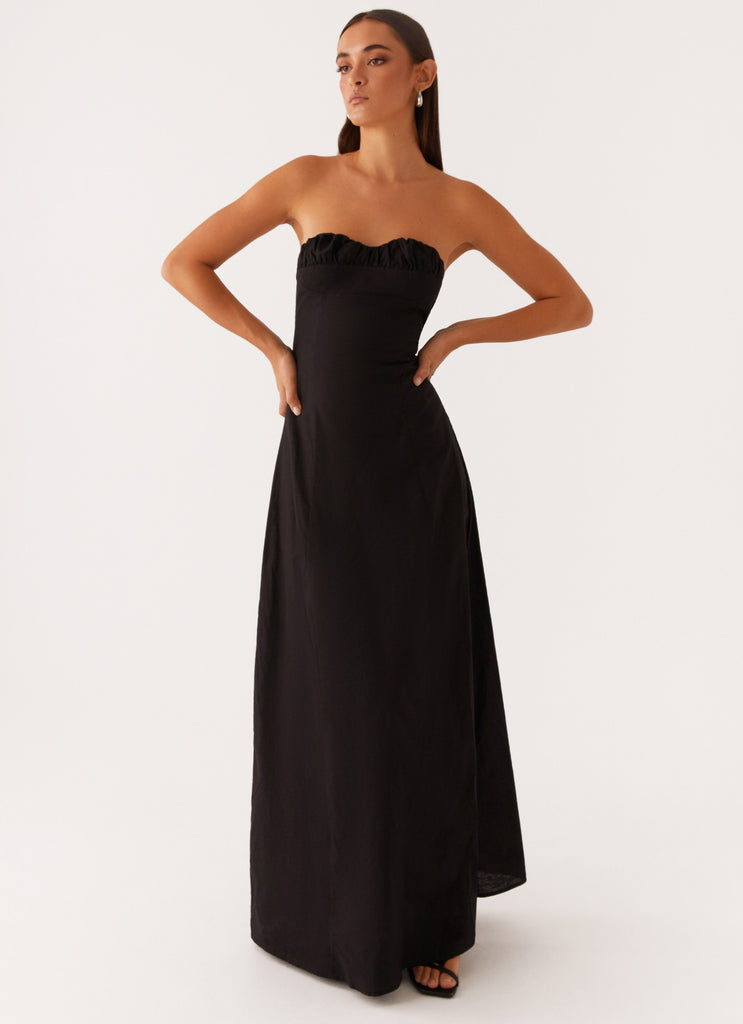 Tayla Linen Maxi Dress - Black