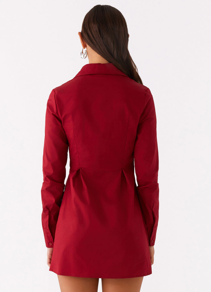 Tessie Shirred Shirt Dress - Rhubarb