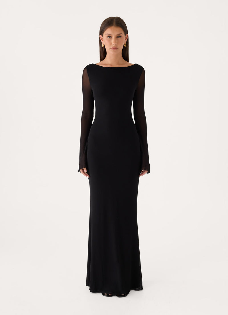 The After Party Backless Maxi Dress - Black