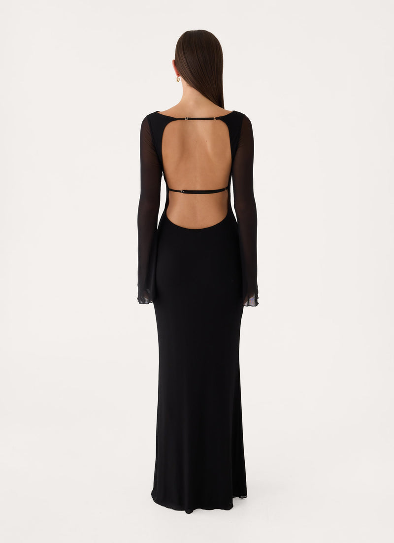 The After Party Backless Maxi Dress - Black