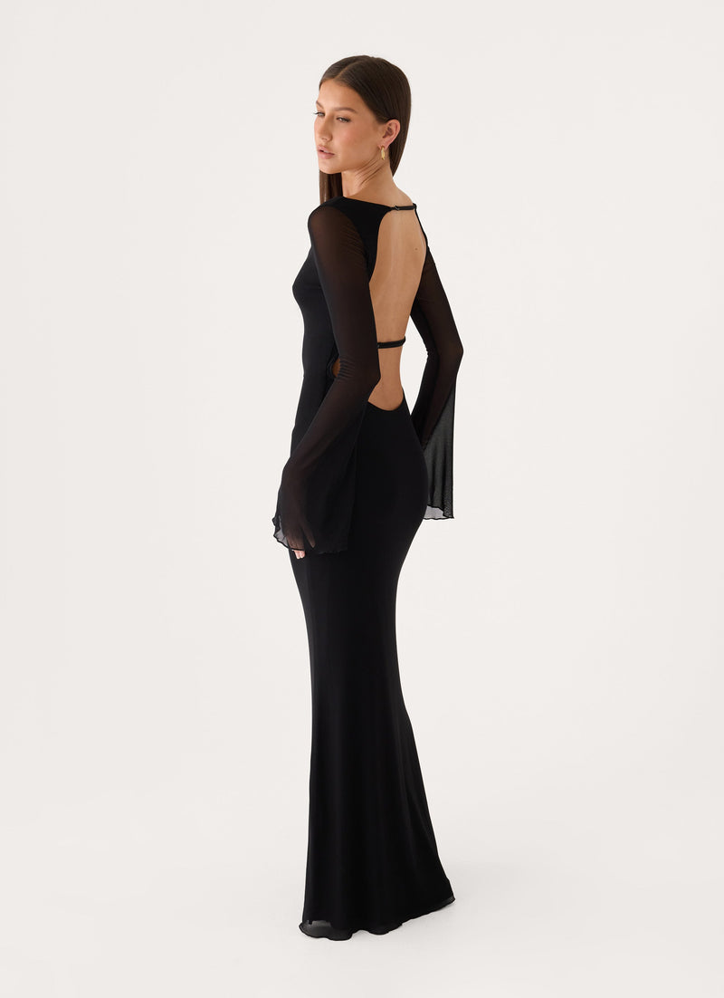 The After Party Backless Maxi Dress - Black