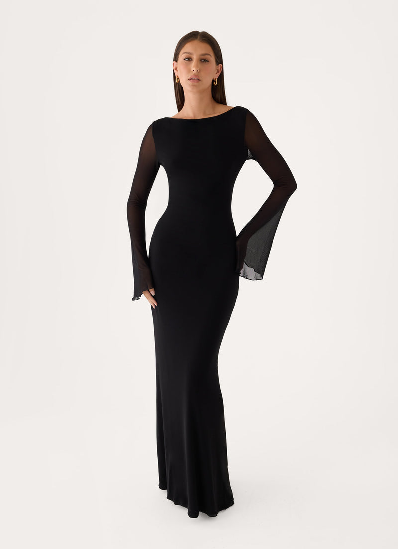 The After Party Backless Maxi Dress - Black