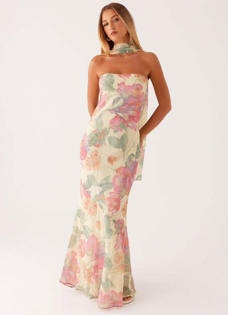 Under The Pagoda Maxi Dress - Yellow Peony