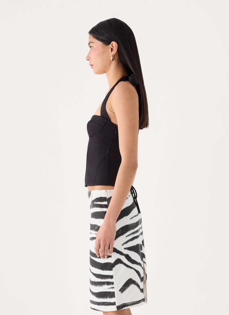 Vaklina Halter Corset Top - Black