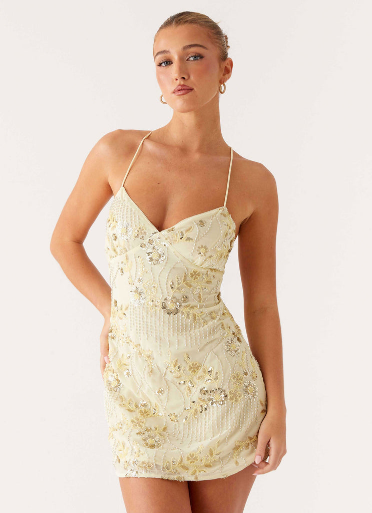 Vietta Sequin Cami Micro Mini Dress - Yellow Peppermayo UK Vietta Sequin Cami Micro Mini Dress - Yellow Peppermayo UK