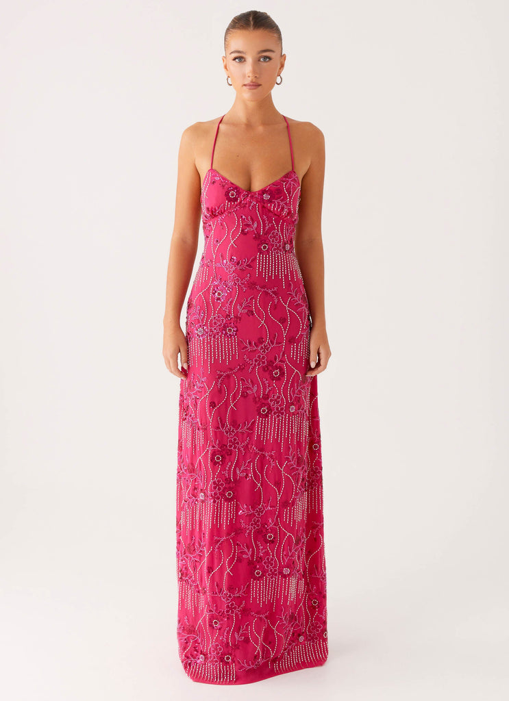 Vietta Sequin Cami Maxi Dress - Fuschia