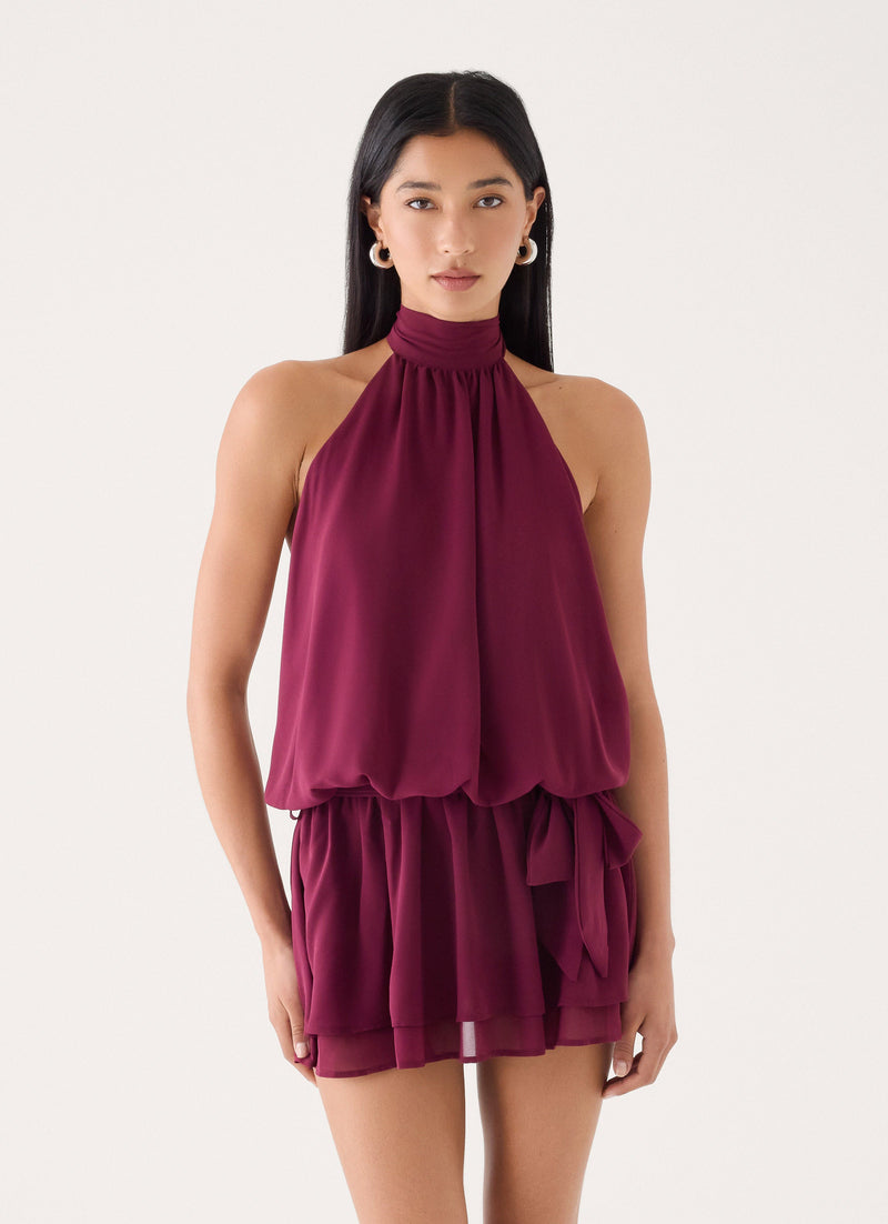 Vira Halter Mini Dress - Plum