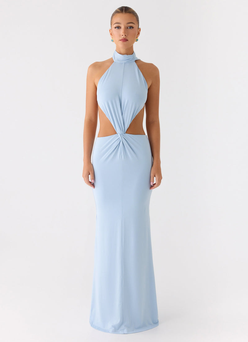 Warning Signs Maxi Dress - Blue