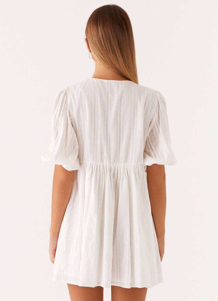 Western Wind Tie Mini Dress - White