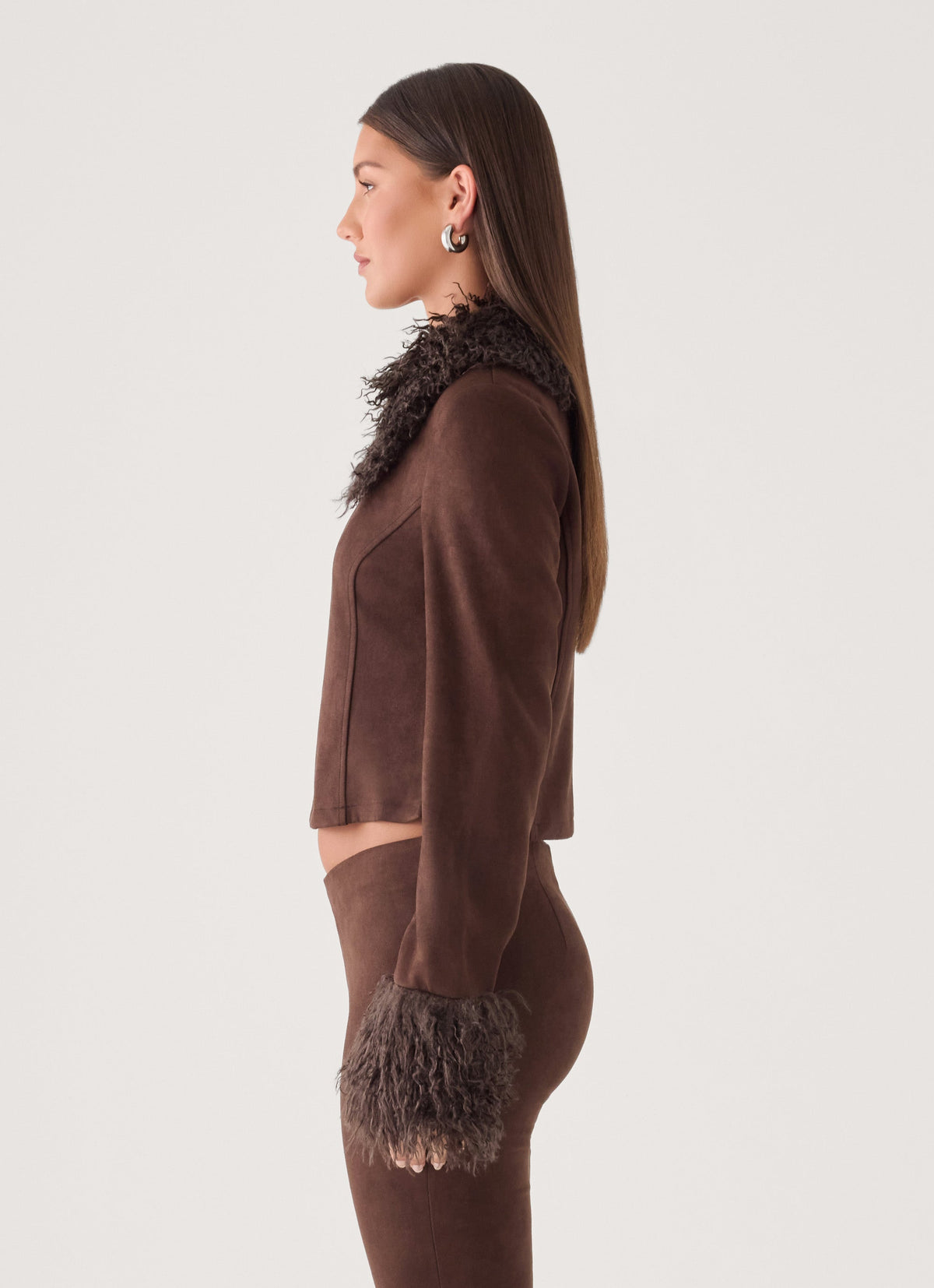 Wild Hide Faux Suede Jacket - Chocolate