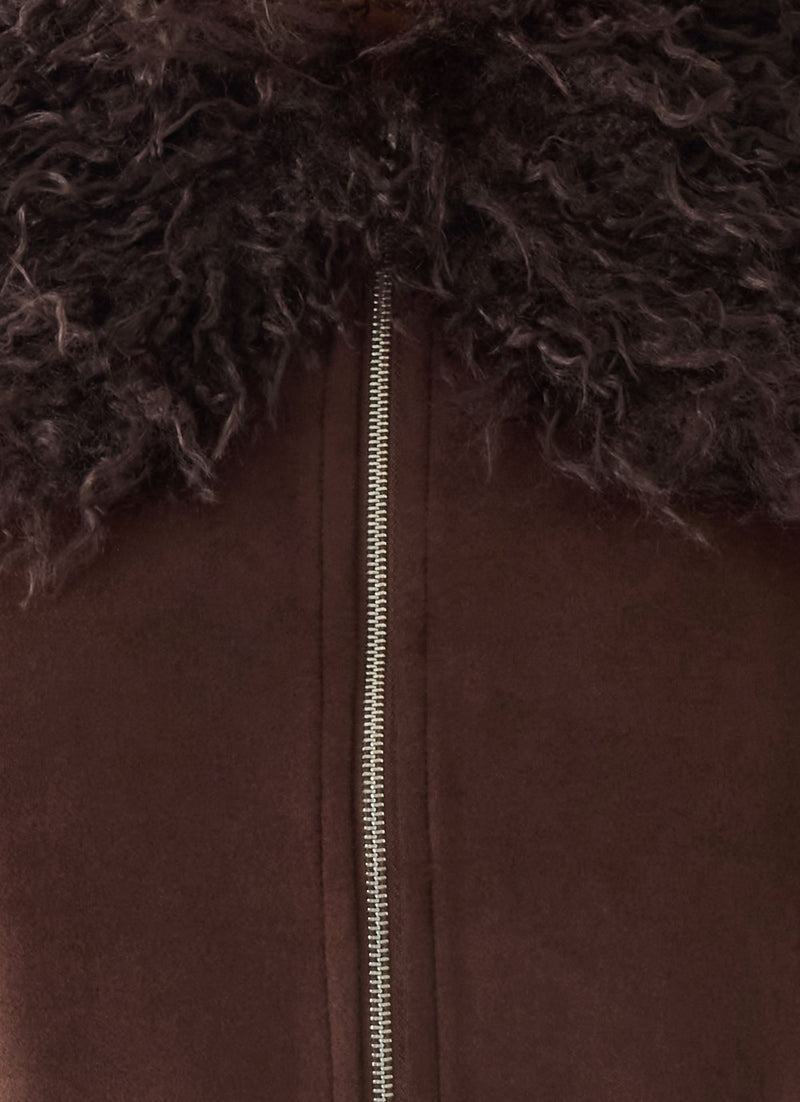 Wild Hide Faux Suede Jacket - Chocolate