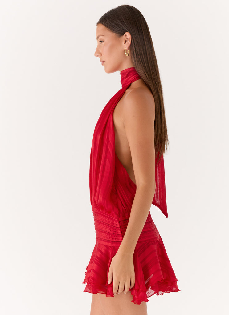 Willow Chiffon Mini Dress - Red