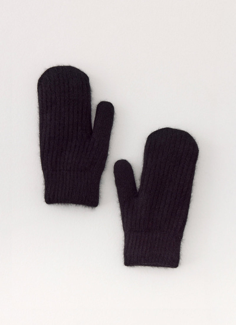 Winter Blaze Knit Mittens - Black
