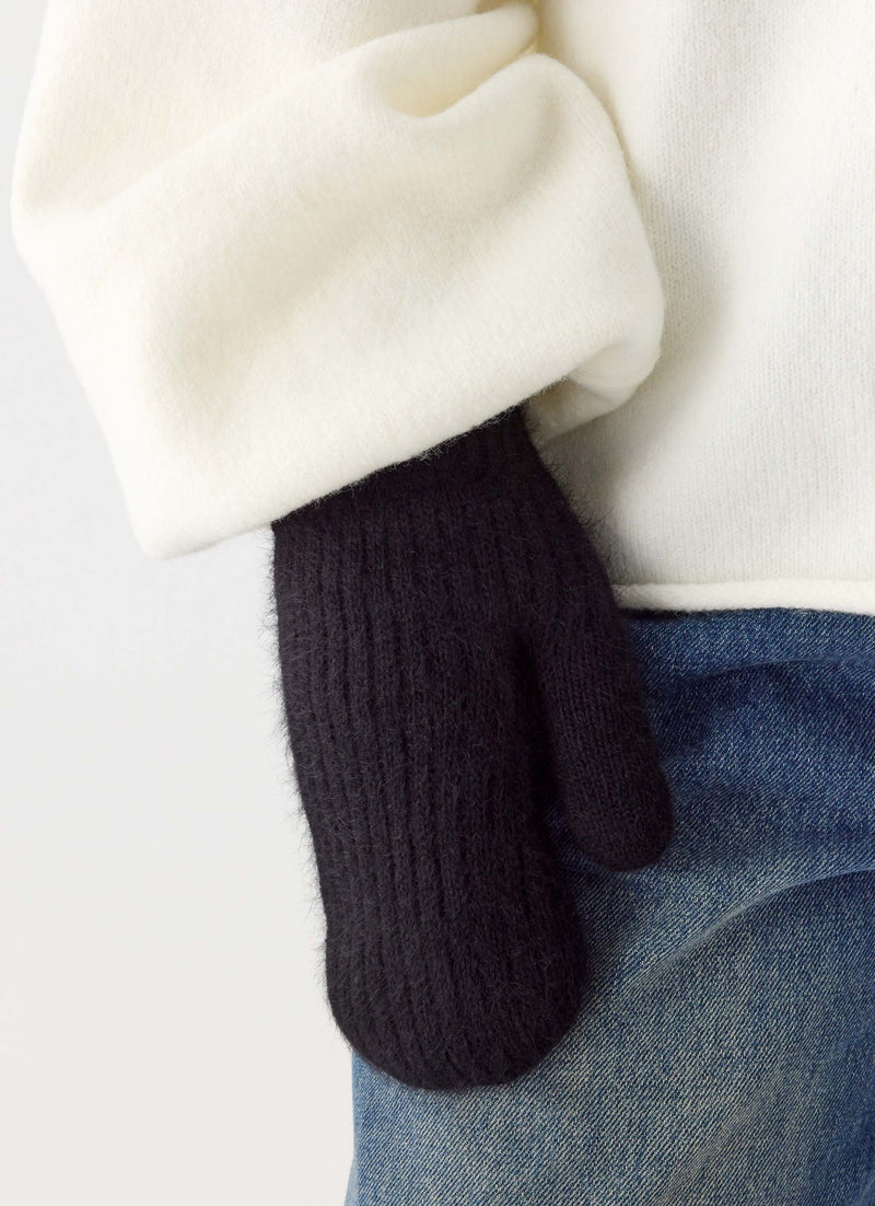 Winter Blaze Knit Mittens - Black