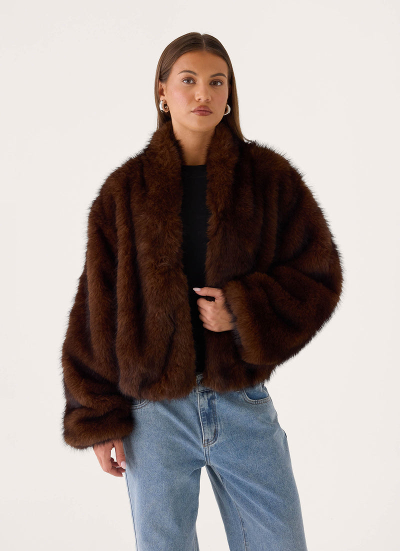 Xavier Faux Fur Jacket - Smokey Fox