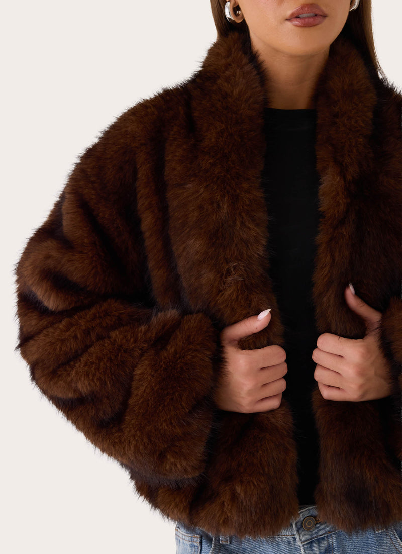 Xavier Faux Fur Jacket - Smokey Fox