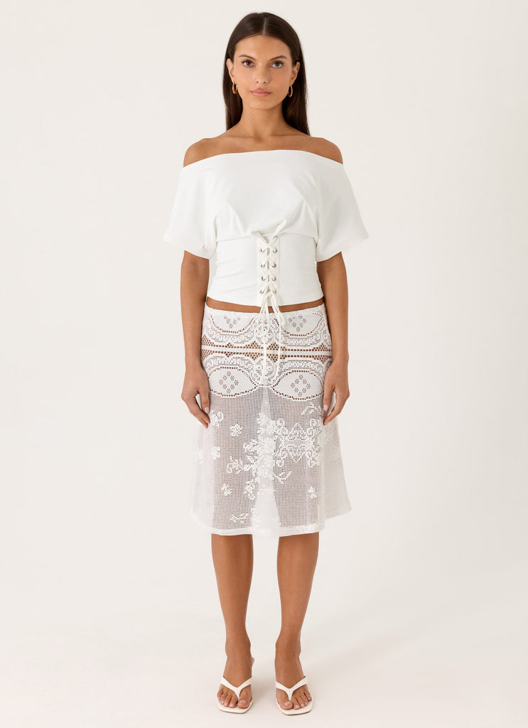 Yanna Midi Skirt - White