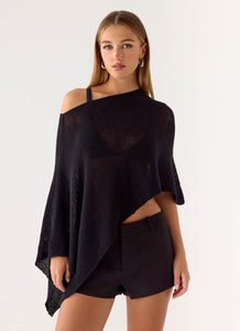 Yas Knit Cape - Black