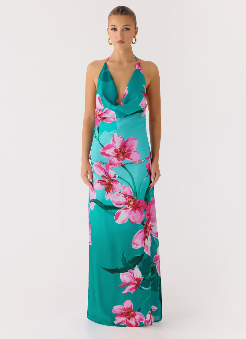 Yoon Beaded Cowl Maxi Dress - Petal Reef