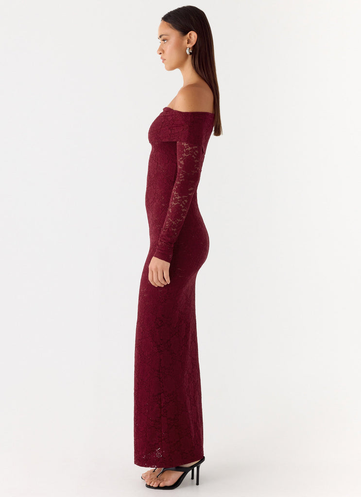 Yours Always Lace Maxi Dress - Merlot