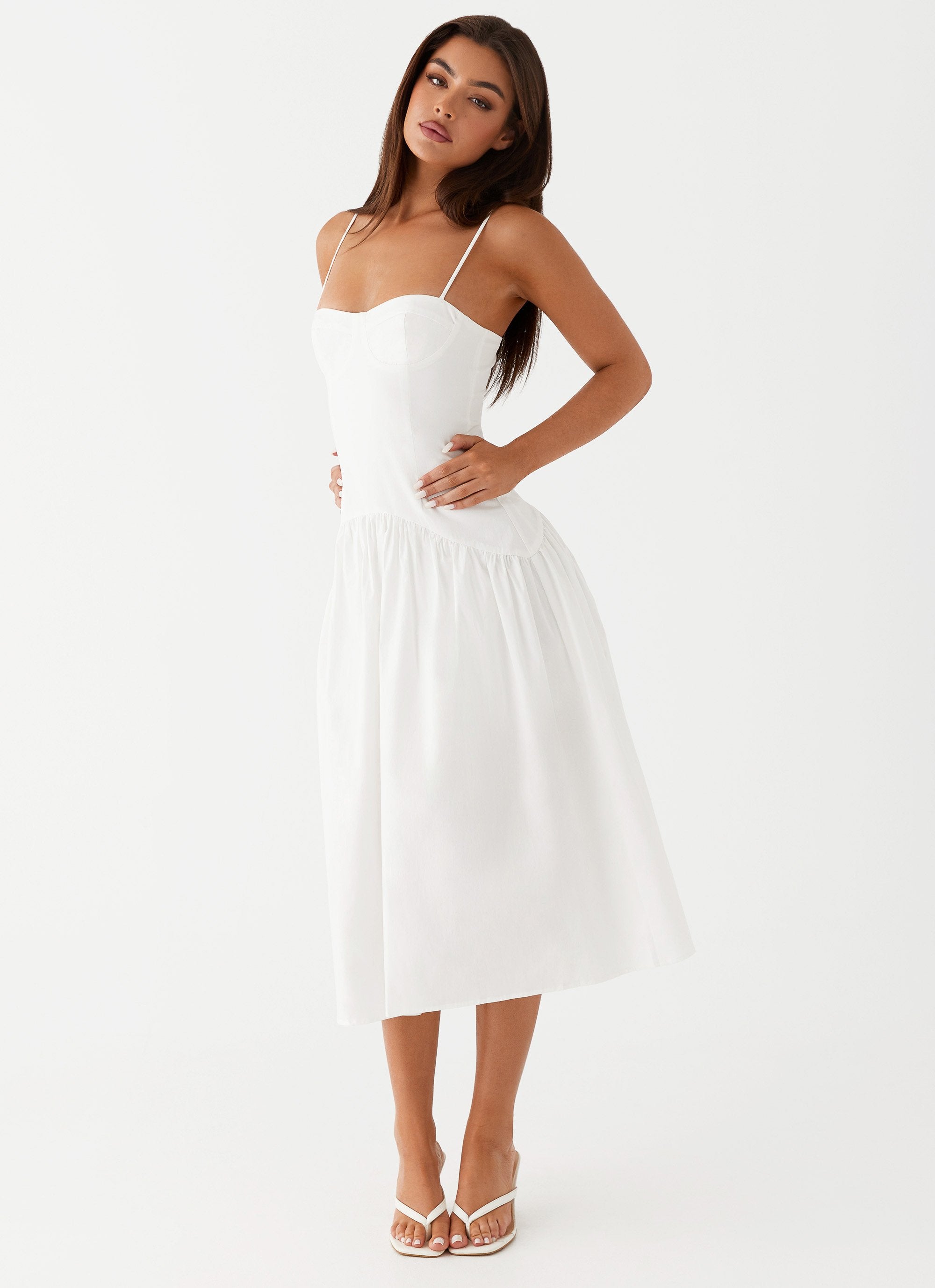 Yvette Corset Midi Dress - White – Peppermayo UK