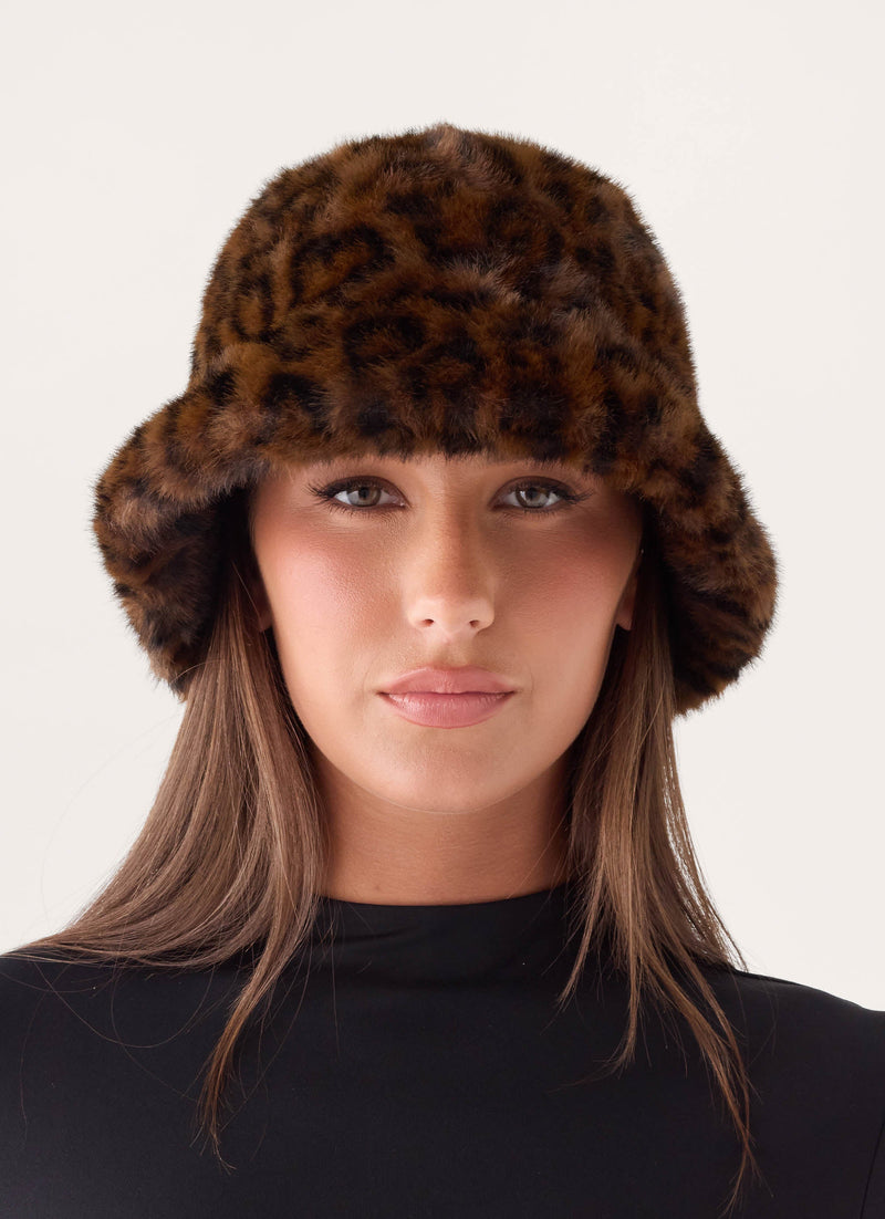 Zayana Faux Fur Hat - Chocolate