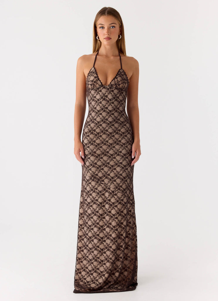 Zecca Lace Maxi Dress - Chocolate