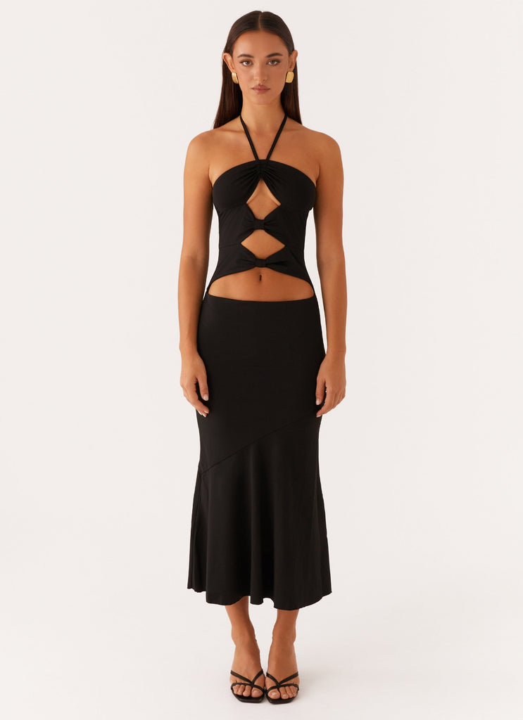 Zena Halterneck Midi Dress - Black