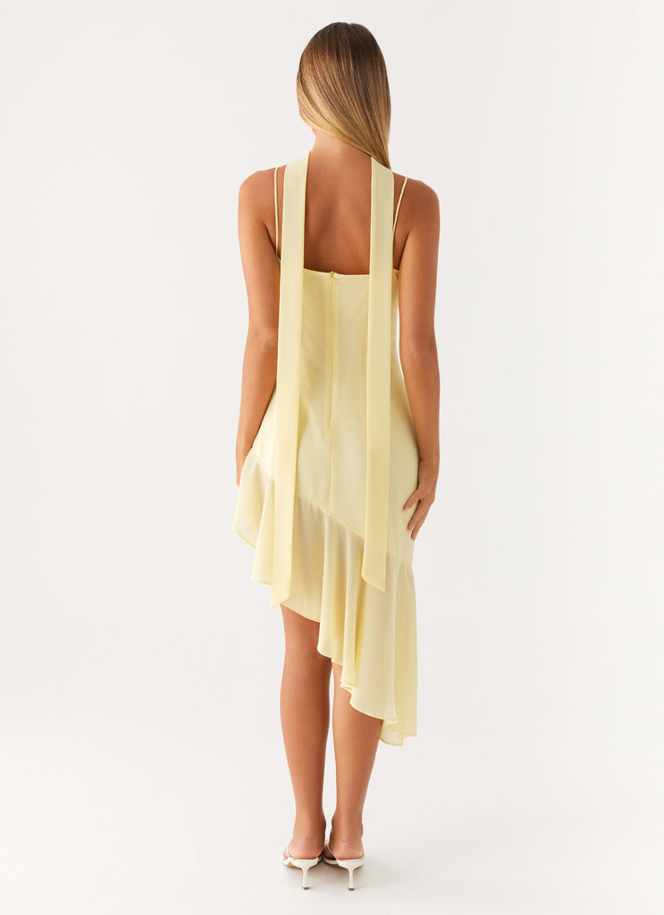 Zesty Asymmetrical Midi Dress - Yellow