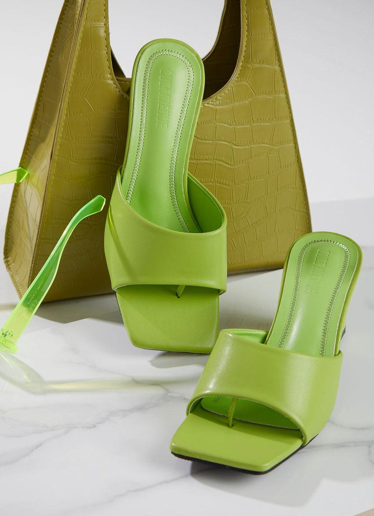 Dixie Mule Heel - Lime Green - Peppermayo